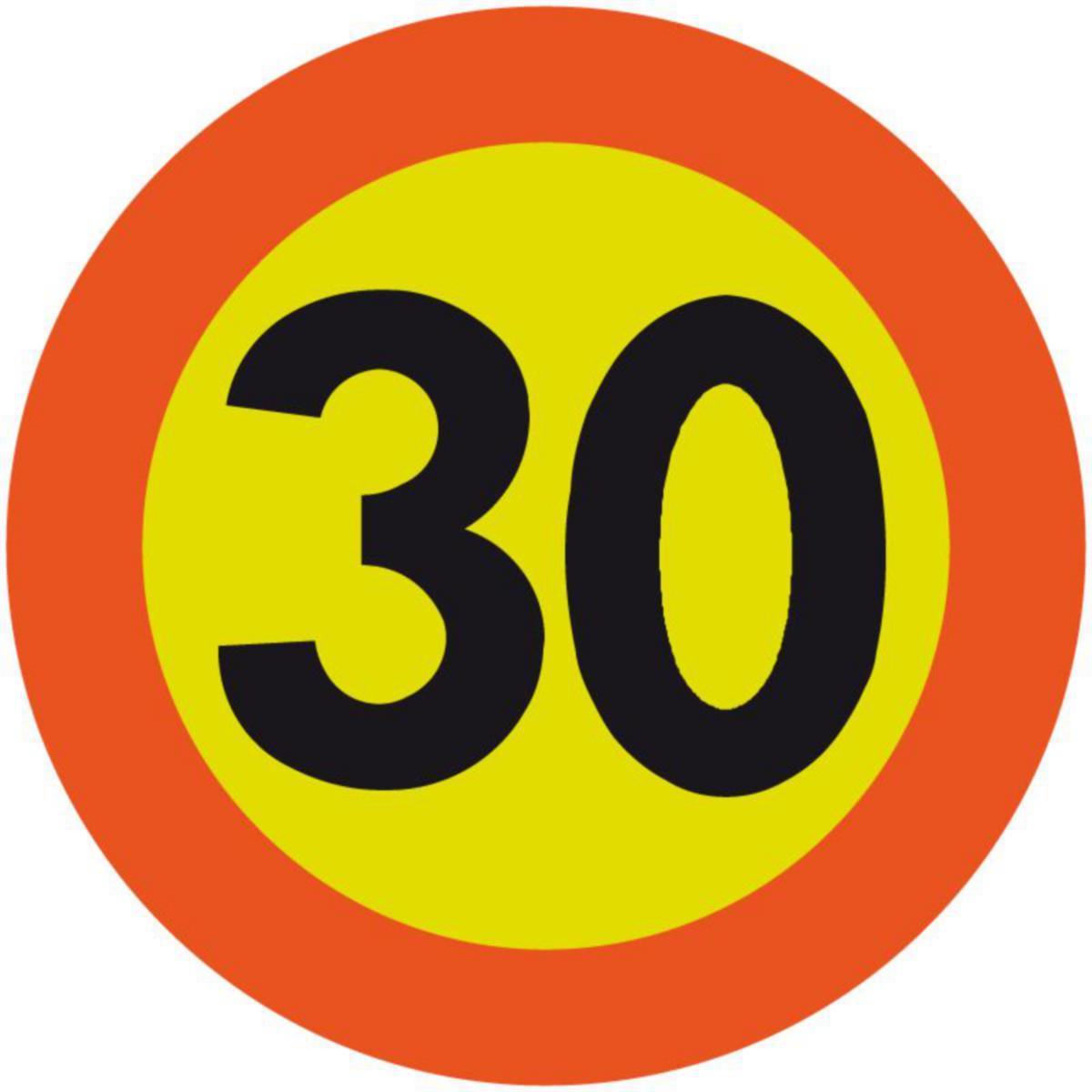 Skilt fartsgrense 30, nr. 362 - Fartsgrense 30. Skilt nr. 362 MS Type 3