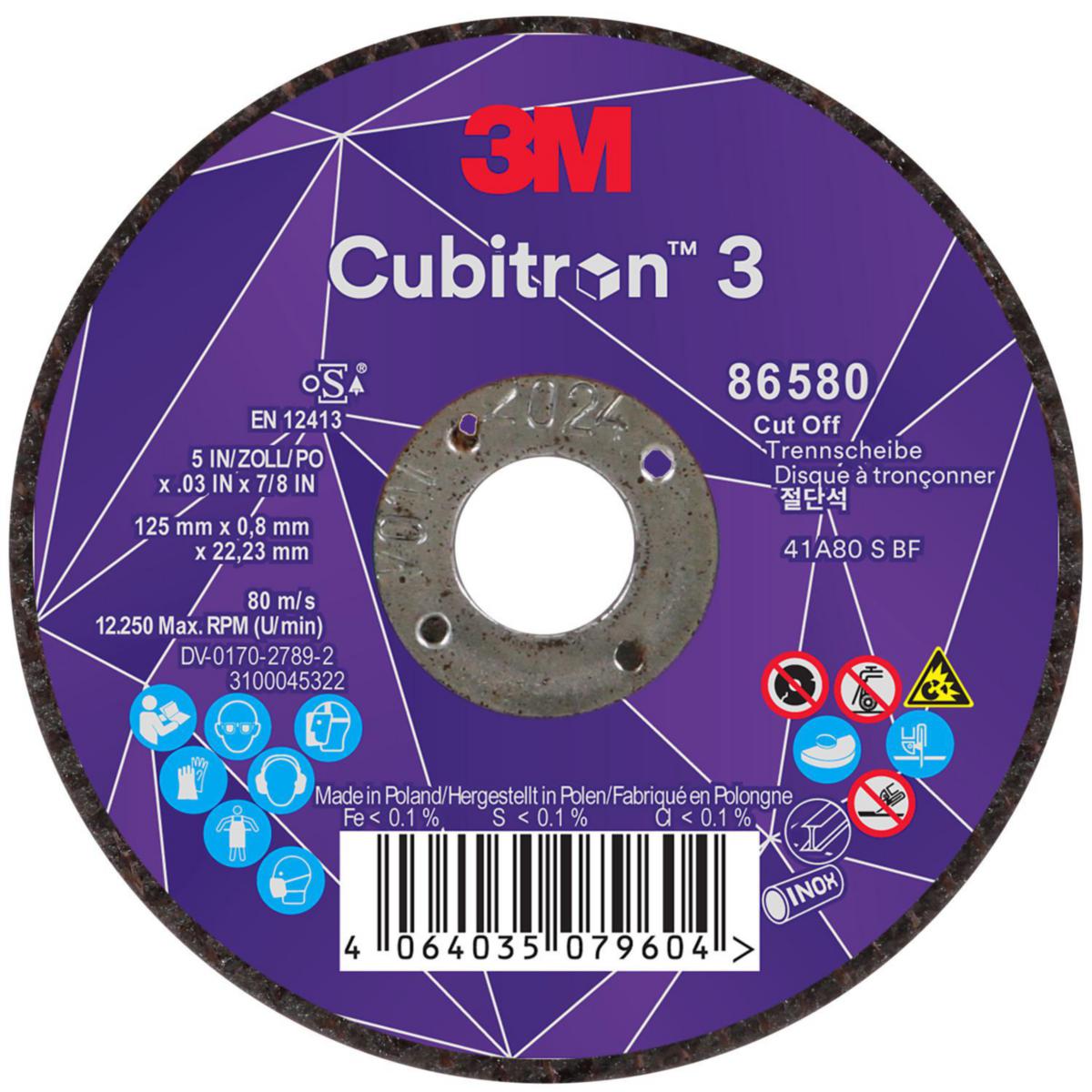 Kappeskive 3M Cubitron 3 type 41 / 42 - Kappeskive Cubitron 3 T41 3M Ø125x0.8x22.23mm