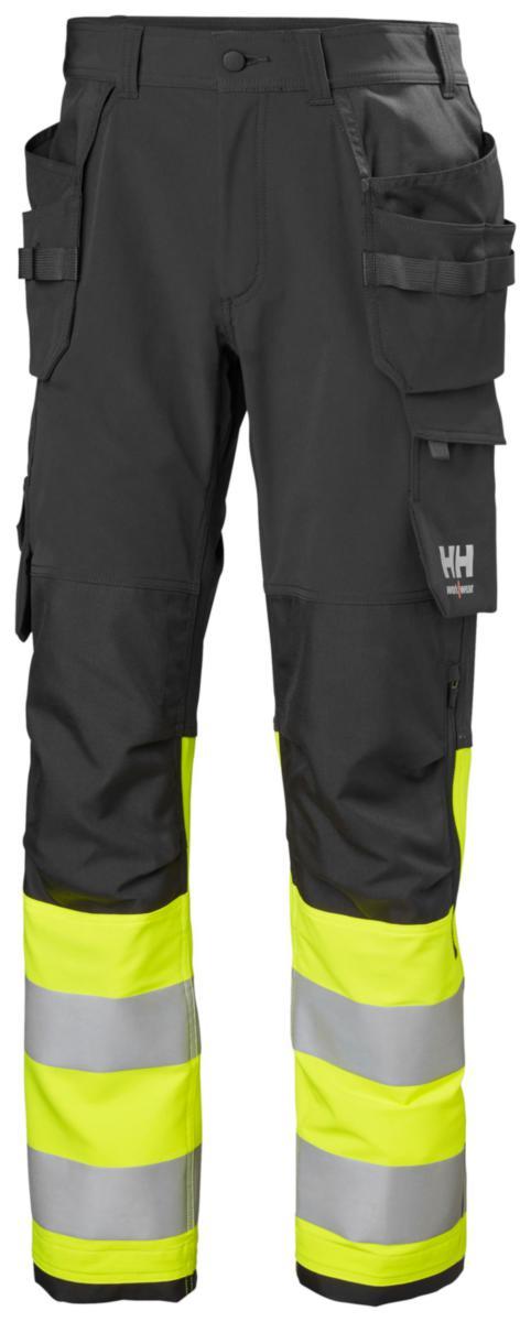 Håndverksbukse HH Alna 4-V HiVis kl.1 - Håndverksbukse HH Alna 4X HiVis kl.1 koksgrå/gul str C54