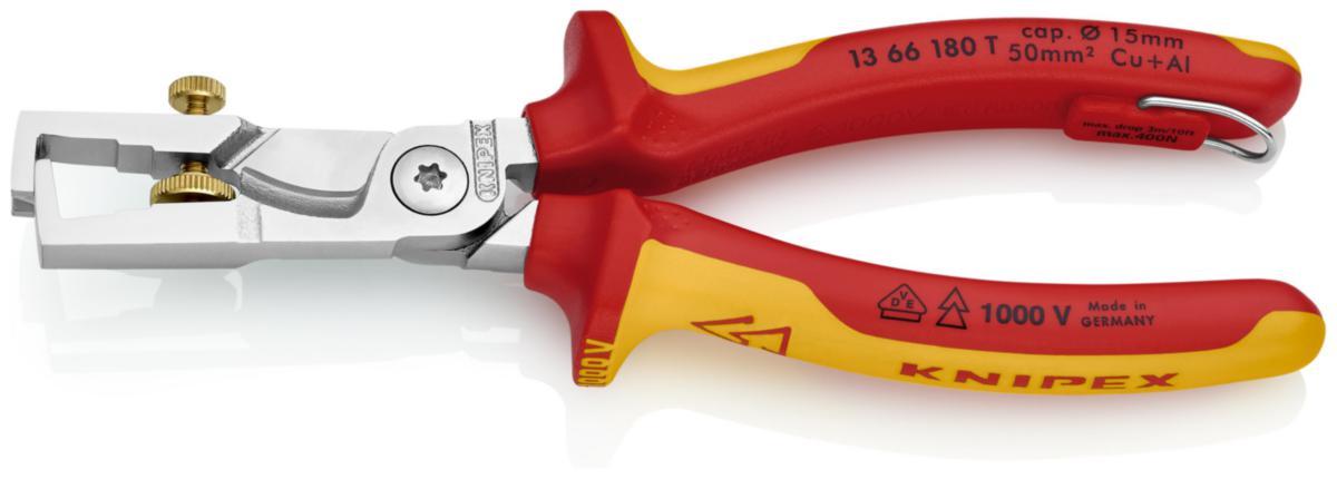 Avisoleringstang Knipex 1366 1000V - Avisoleringstang 1366T Knipex 180mm 1000V m/saks,øye
