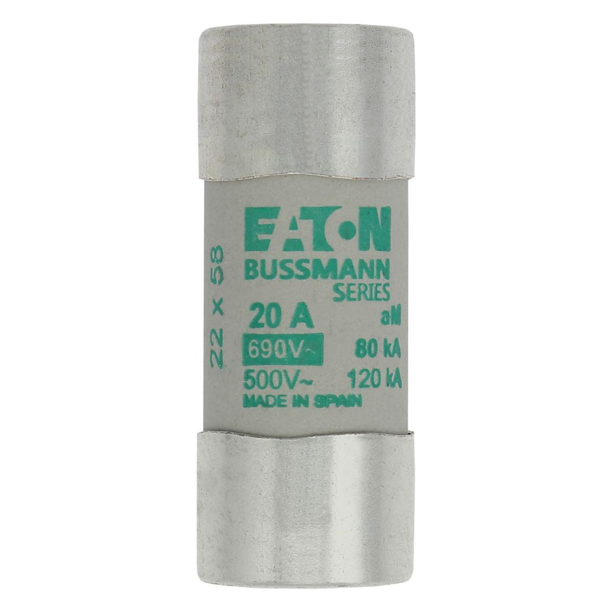 Fuse Sylindersikring 690VAC Eaton Electric - Syl.sikr.22 x 58 20A AM 690VAC CYL. FUSE 22x58 20A AM 690VAC