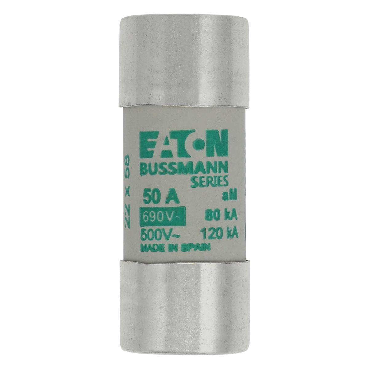 Fuse Sylindersikring 690VAC Eaton Electric - Syl.sikr.22 x 58 50A AM 690VAC CYL. FUSE 22x58 50A AM 690VAC