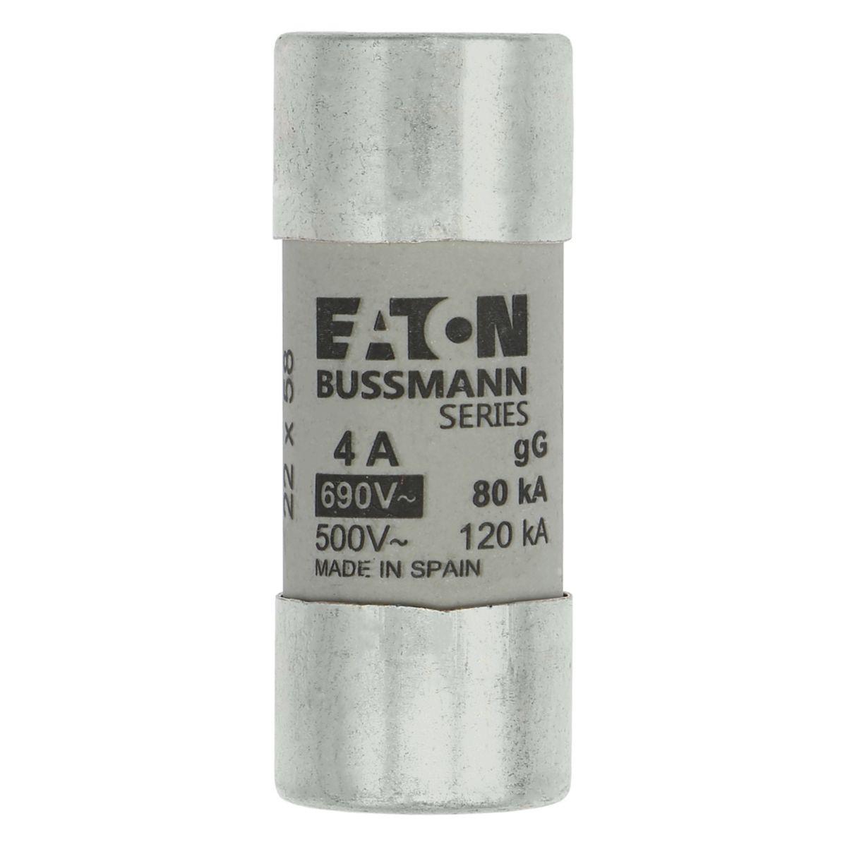Fuse Sylindersikring 690VAC Eaton Electric - Syl.sikr. 22 x 58 4A GG 690VAC CYL. FUSE 22 x 58 4A GG 690VAC