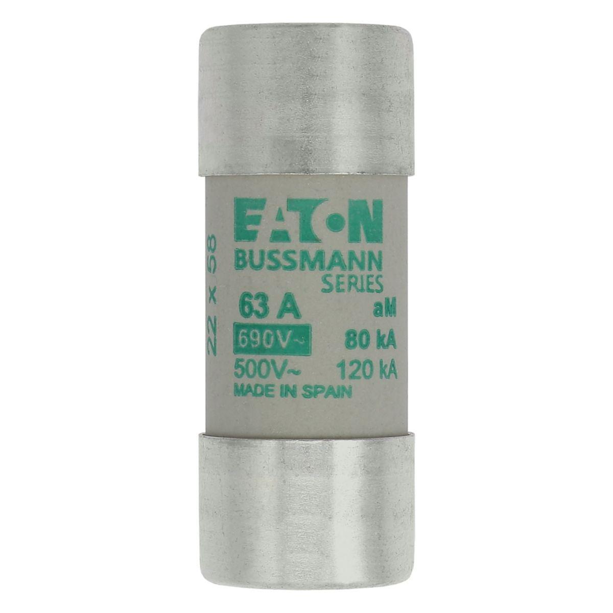 Fuse Sylindersikring 690VAC Eaton Electric - Syl.sikr.22 x 58 63A AM 690VAC CYL. FUSE 22x58 63A AM 690VAC