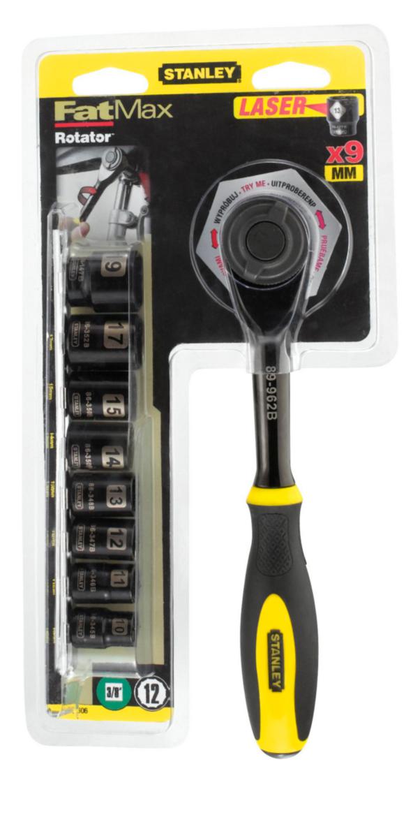Pipenøkkelsett 3/8" Stanley 9 deler - Pipenøkkelsett FatMax Stanley 3.8" 8-19mm 9 deler