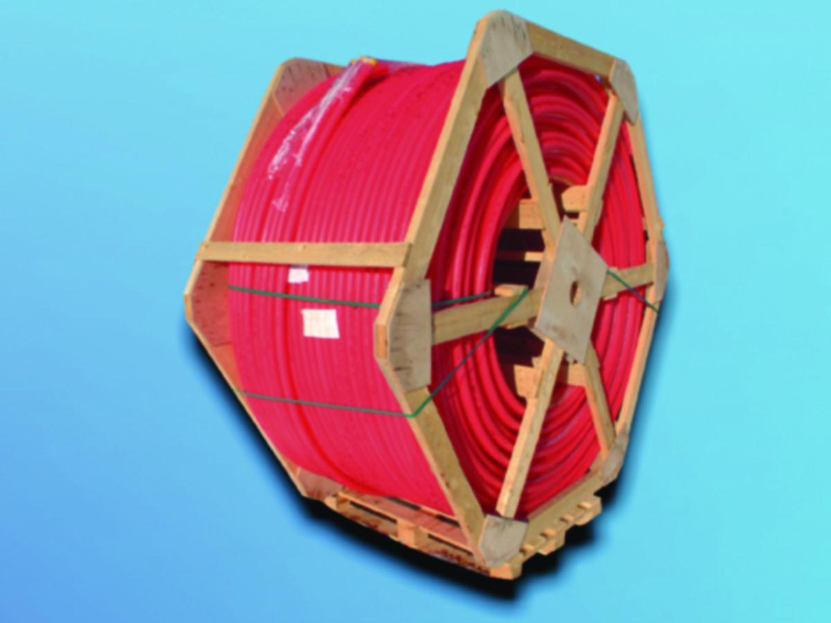 Fiberkabelrør PE DL på trommel, Wavin - 4 x 40mm DL fiberrør rød 400 mtr inkl. trommel
