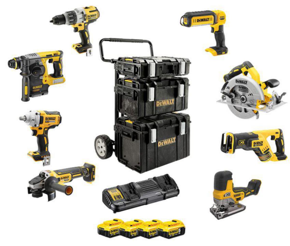 Verktøysett DeWalt 18V XR 7stk - Verktøysett 18V XR 7stk DeWalt 4x5.0Ah