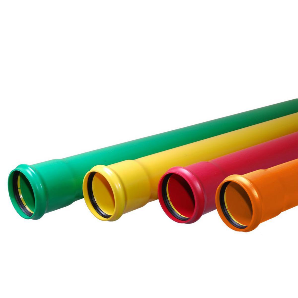 Protectline Kabelrør PVC, rød, Pipelife - 200 x 5.9 mm PVC røde kabelrør lgd. = 6 mtr. Protectline SN8
