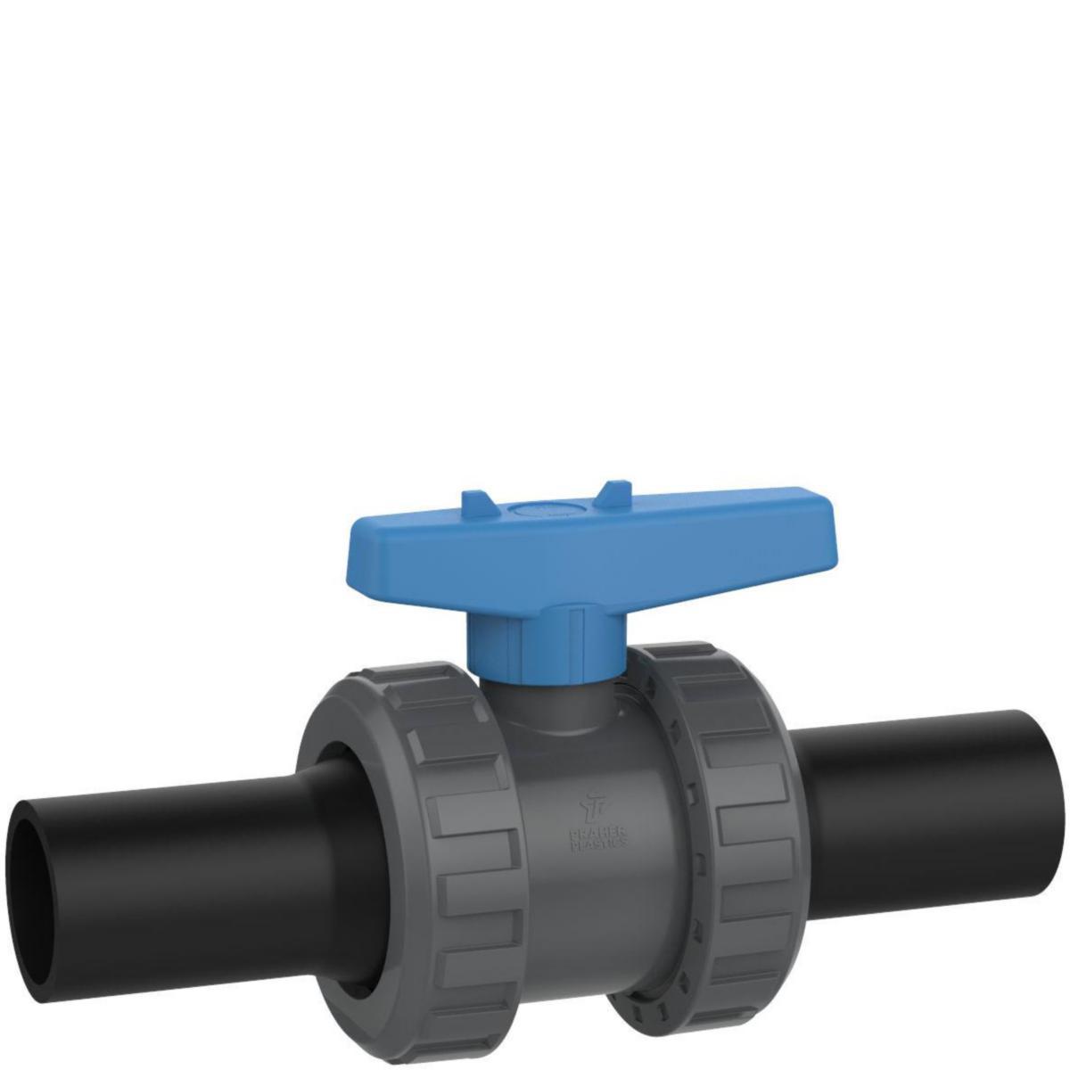 Kuleventil-PVC m/ PE krage S6BEU-PE-E, GPA - 90 mm PVC kuleventil PN16 m /PE-krager