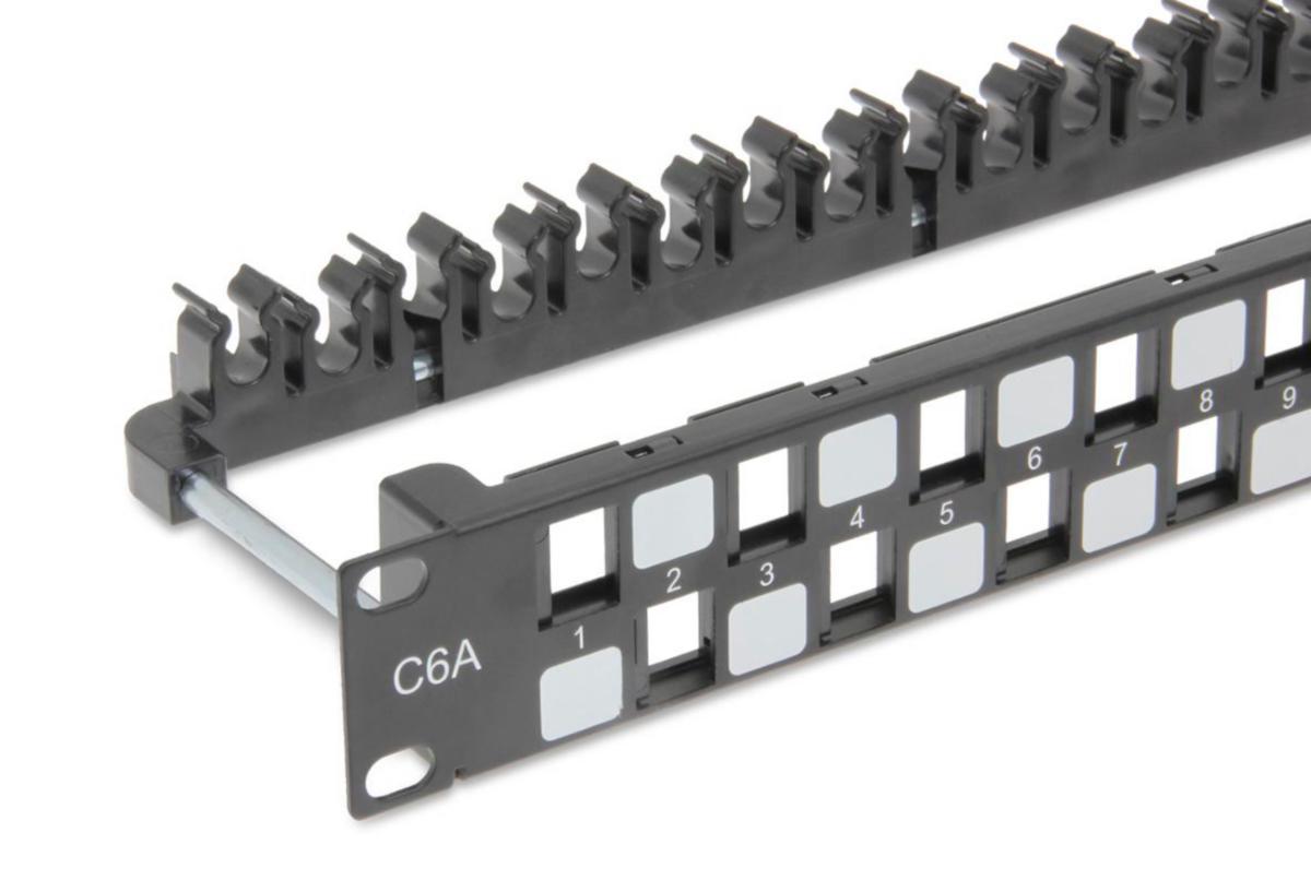 Patchpanel 24P CAT 6A UTP Eurolan - Patchpanel 24P CAT 6A UTP 1U Sort