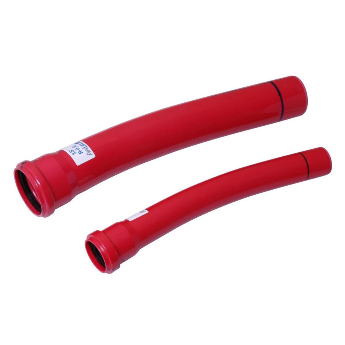 Kabelbend PVC 7,5°, Protectline Pipelife - 75 mm PVC bend 7.5° Rød R=0.6 mtr Protectline