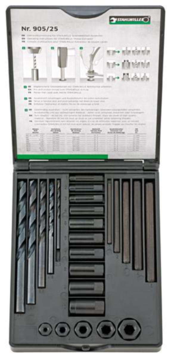 Skrueuttrekkersett Stahlwille 905/25 - Skrueuttrekkersett 905/25 Stahlwille 25 deler 96713025