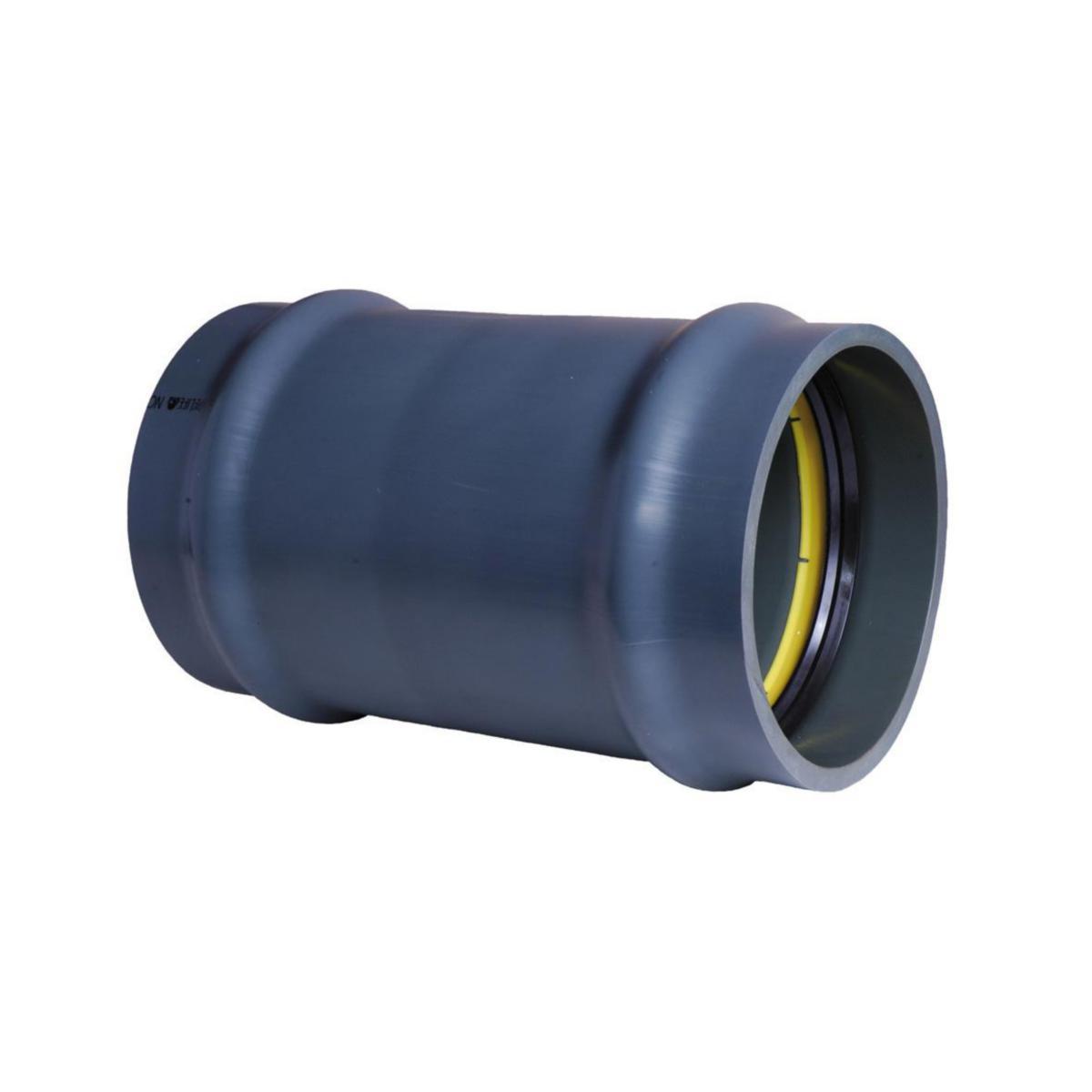 Løpemuffe for PVC trykkrør, Pipelife - 225mm PVC løpemuffe f/trykkrør SDR 13.6 grå