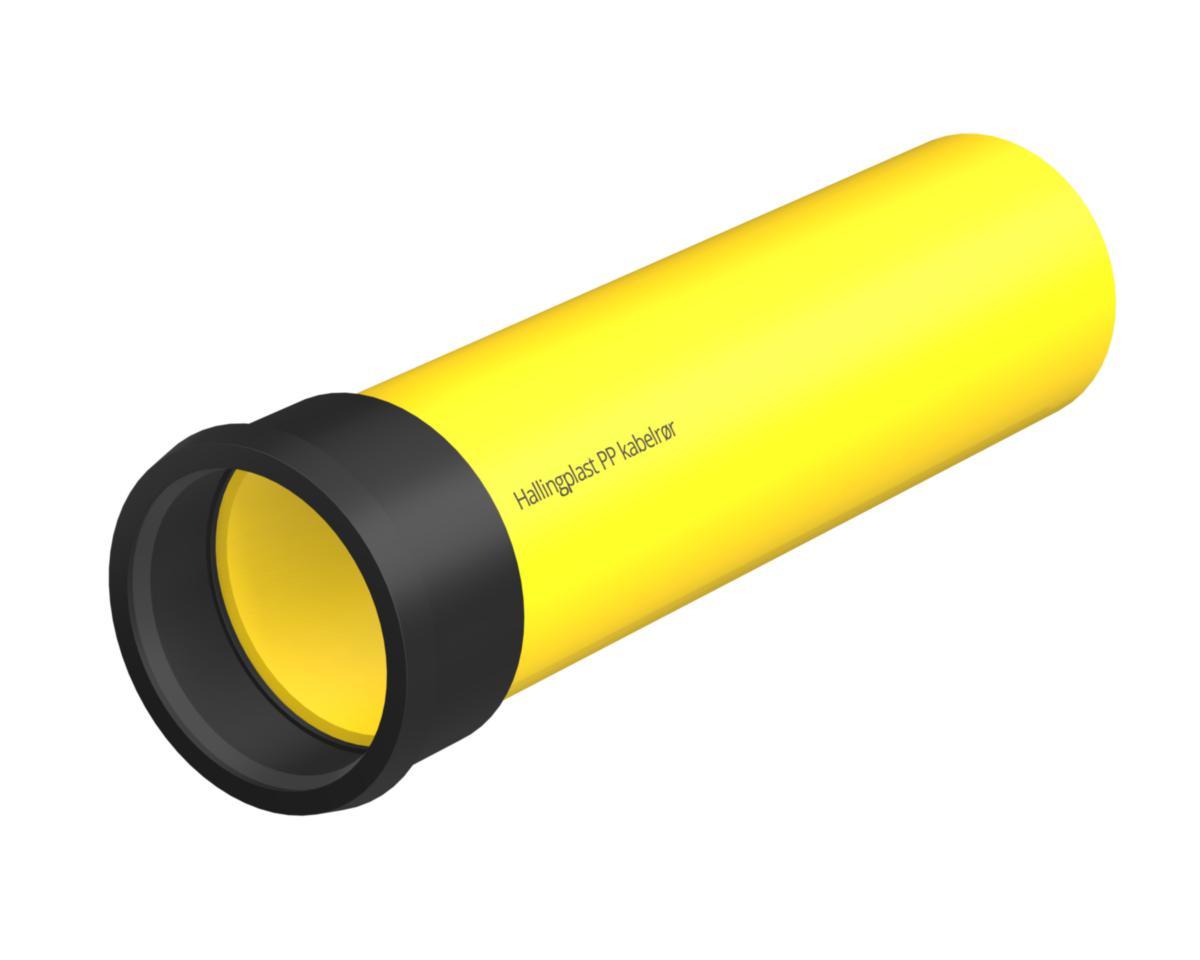 Kabelrør PP glatt, Hallingplast - 110 x 3.8mm PP gule kabelrør lgd. = 6 mtr. SN8