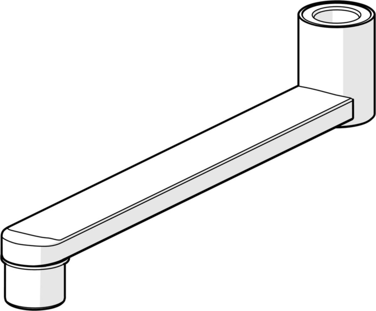 Utløpstut 290017 200mm for veggmontert Clinica servantbatteri, Oras - Oras Group tut L=200 laminær vannstråle svingrad. 120 krom
