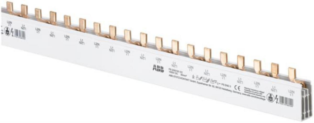 Faseskinne ABB 2Fas 30mm2 - SKINNE 2FAS (L1-L2-L1-L2…) Skinne, 2fas, 30mm², 60 pinner