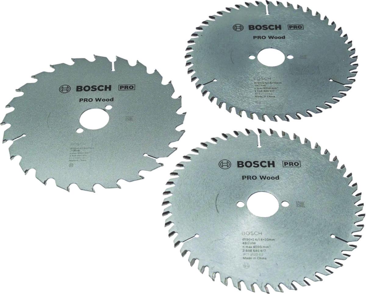 Sirkelsagbladsett Bosch Pro Wood Ø190 x 3, 24/48T - Sirkelsagbladsett Pro Wood Bosch 190x30mm 3-deler