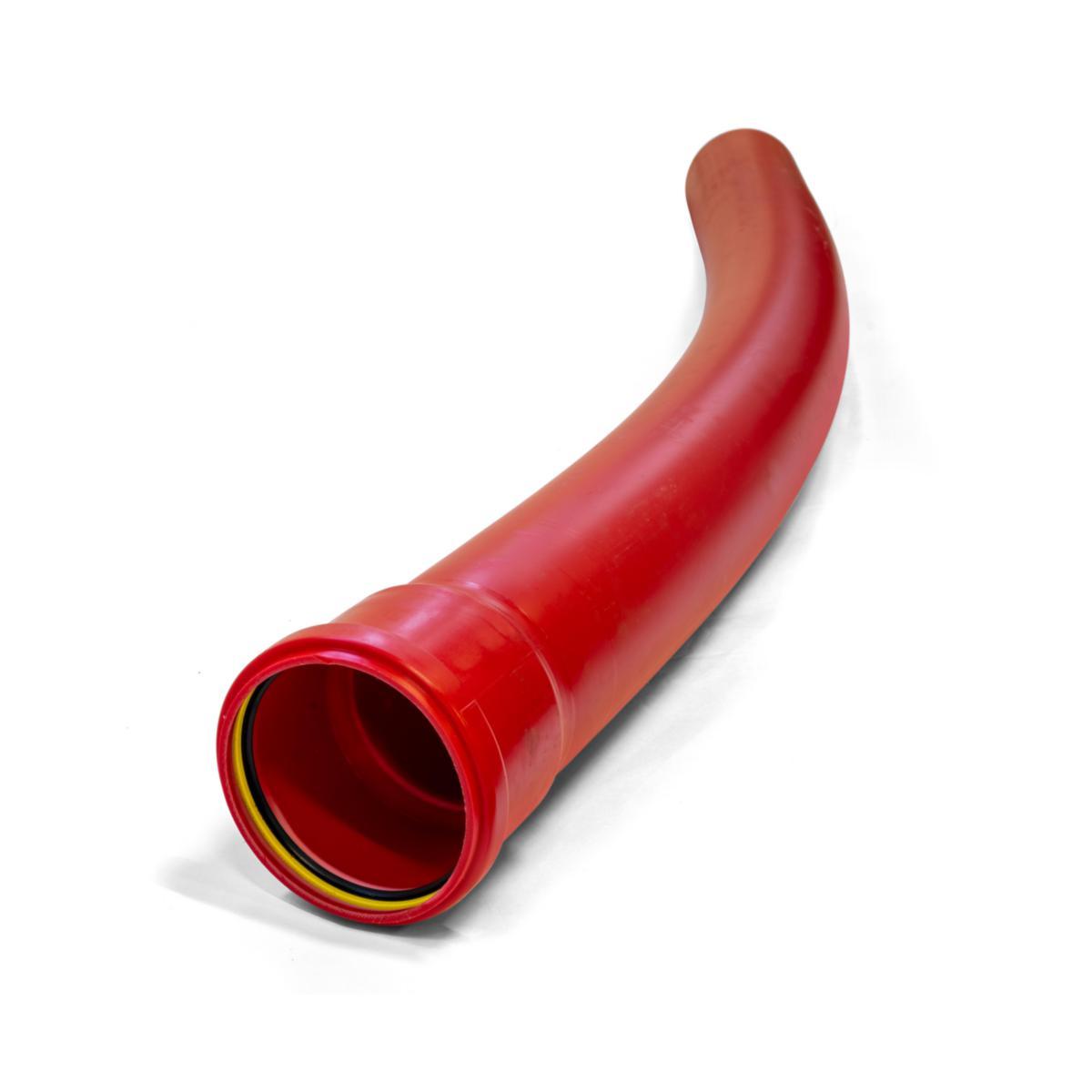 Kabelbend PP 30° rød, Infraplast - 125 mm PP bend 30° Rød R=0.6 mtr f/kablerør