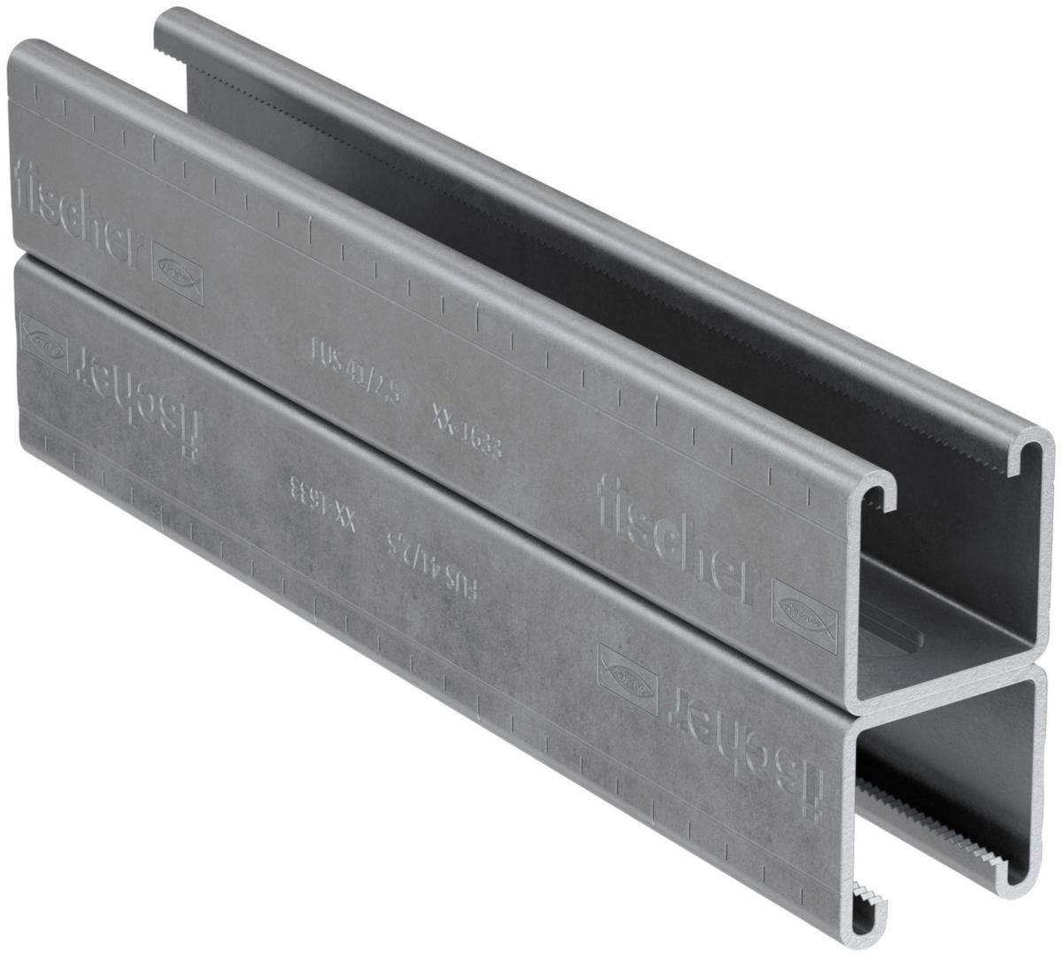 Montasjeskinne FUS 41D, varmforsinket, fischer - 41D/2.5-6m Montasjeskinne FZV - FUS Universal system