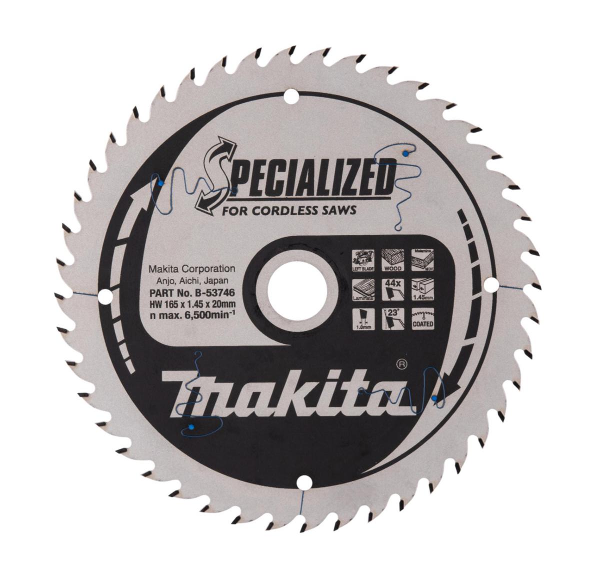 Sirkelsagblad Makita Spesial TCT Tre, MDF, Laminat - Sirkelsagblad Spesial TCT Makita Ø165x20mm 44T