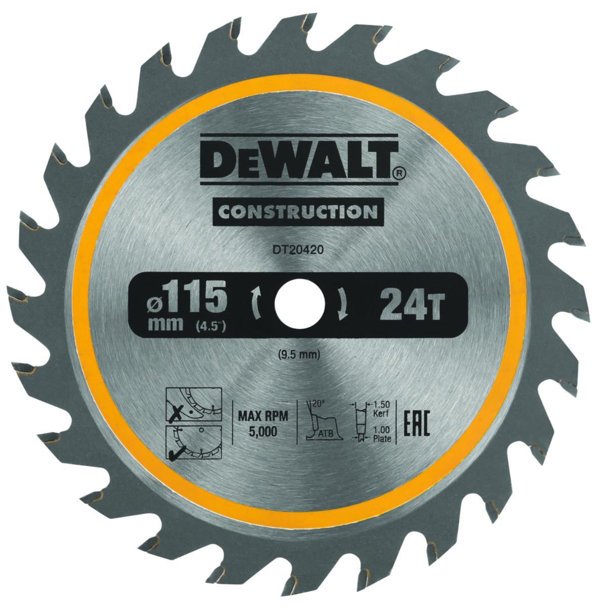 Sirkelsagblad DeWalt DT20420 TCT - Sirkelsagblad DT20420 TCT DeWalt Ø115X9.5mm 24T