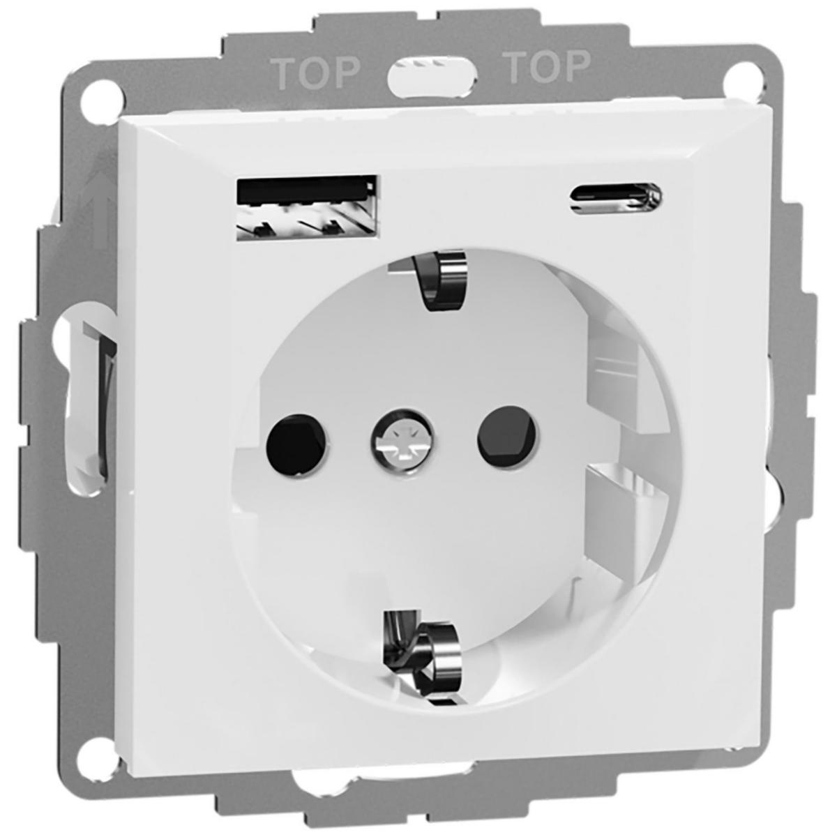 Stikkontakt med USB A+C RS Nordic - Enkel stikk USB A+C 3A I RS RH RS Nordic stikkontakt med USB