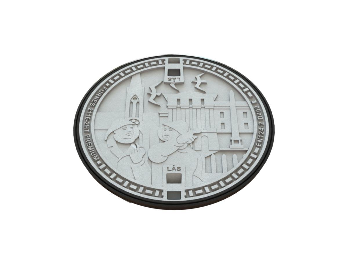 Kumlokk Premium 2116HT, med Haugesund logo, Furnes - Furnes 650 Premium lokk 2116HT sort pakn. lås. Logo Haugesund