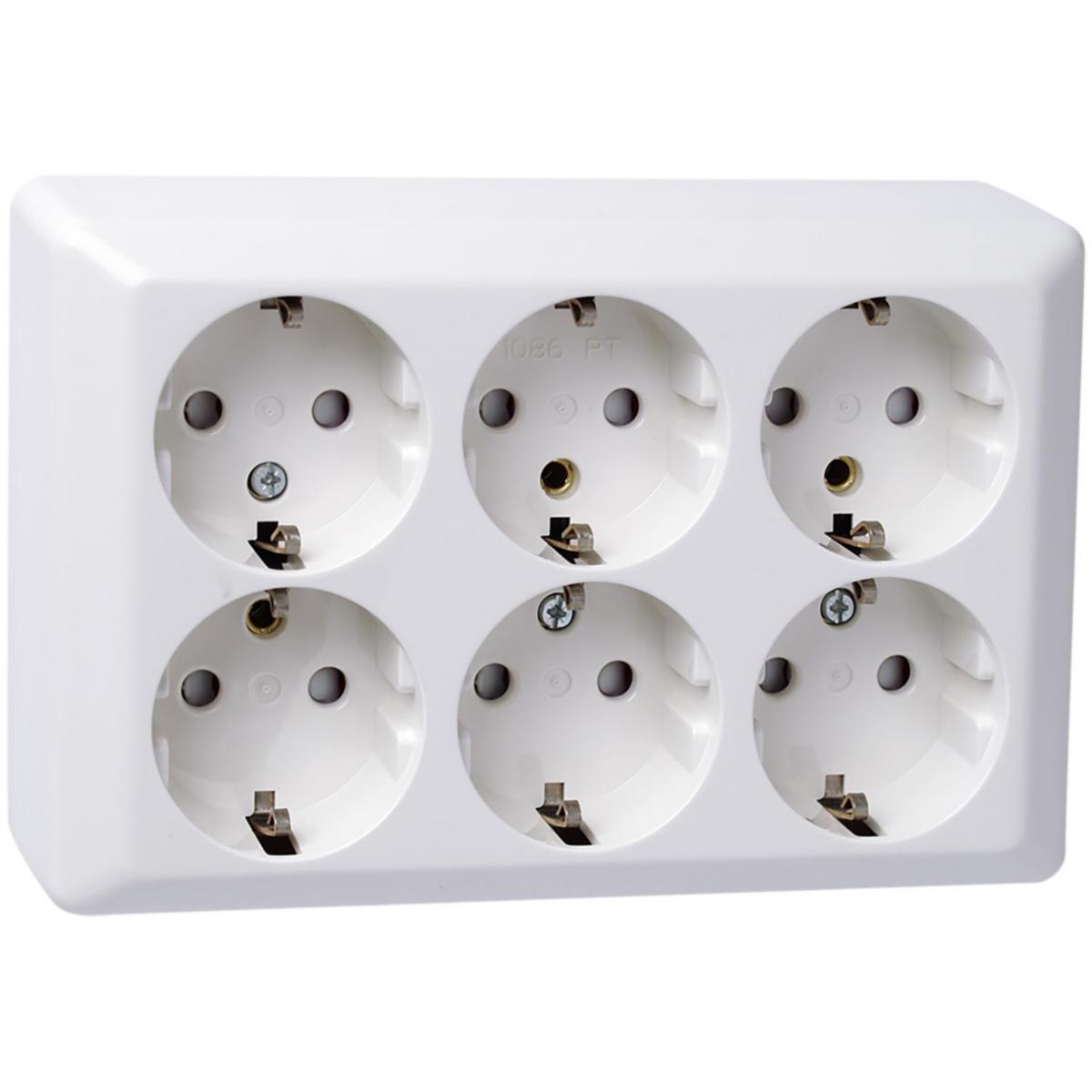 6-veis Stikk Påvegg RS Nordic - RS 6veis stikk m/j P RH RS Nordic 6veis stikkontakt fo