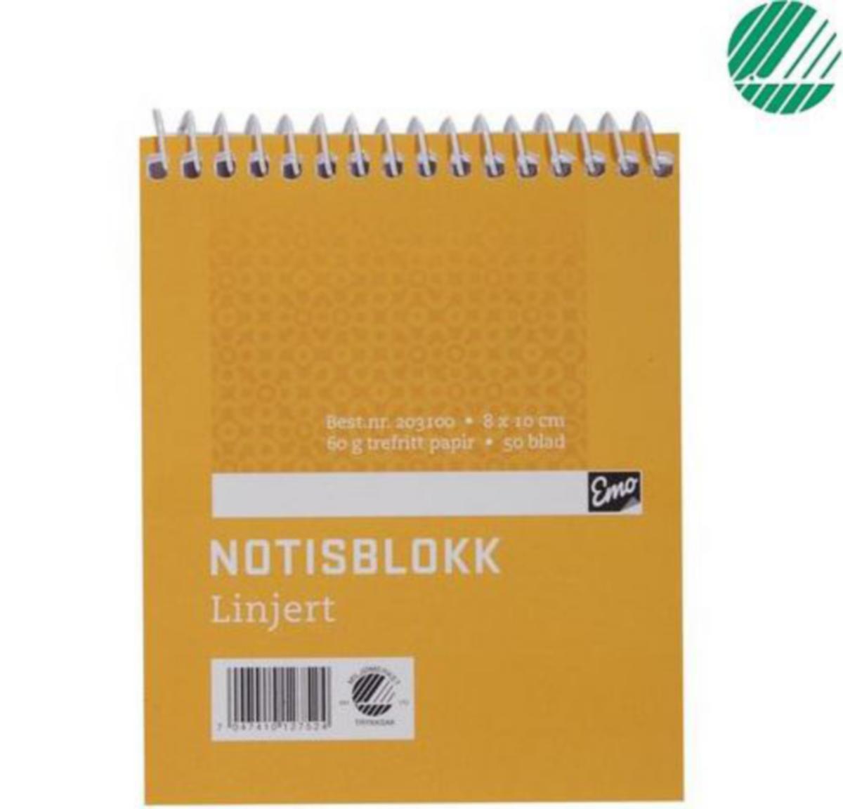 Notisblokk EMO - Notisblokk spiral 8x10cm EMO linjert 50 blad