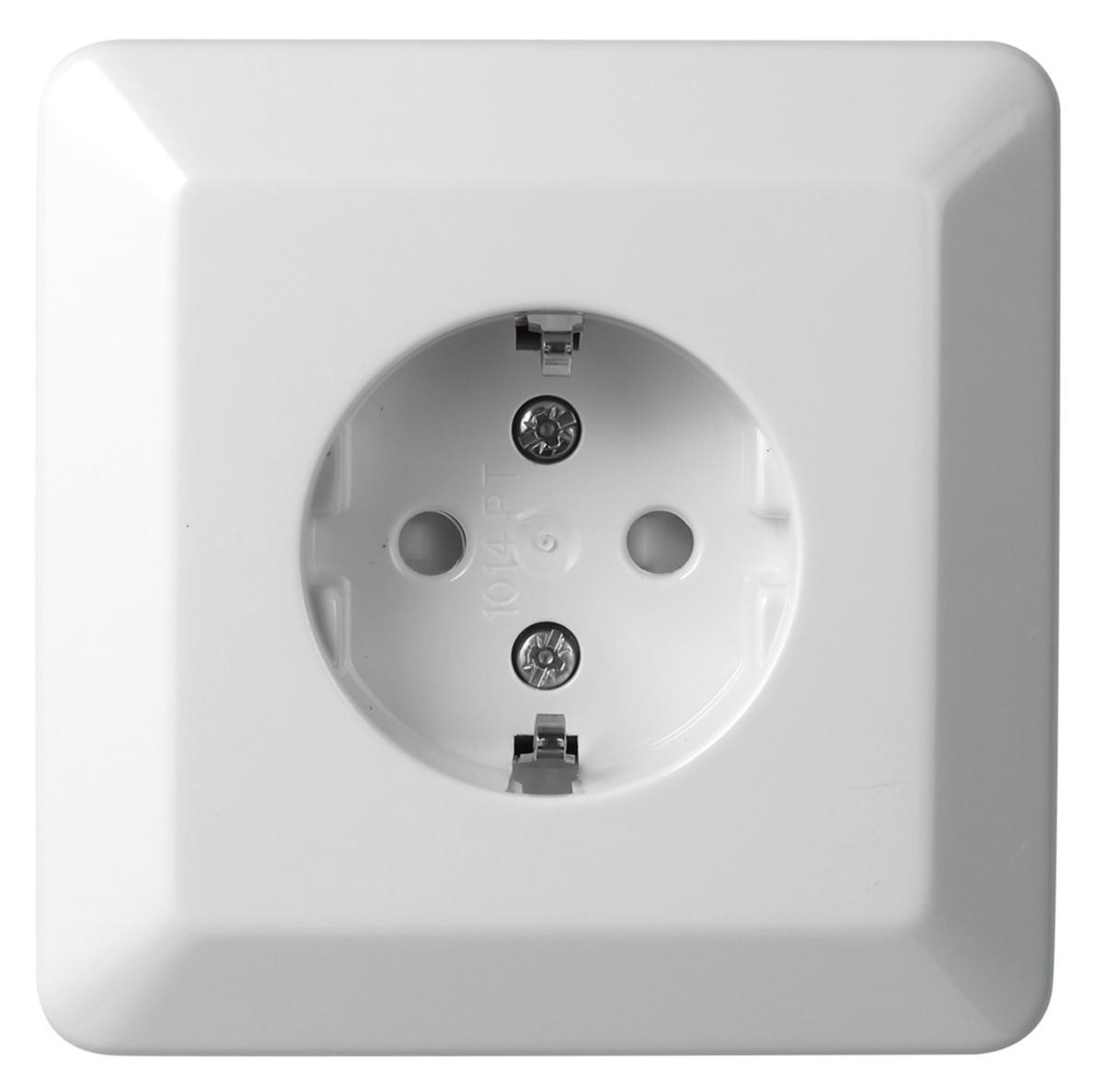 Stikkontakt Elko enkel m/jord innfelt - Stikk. RS 1014 PT P.hvit