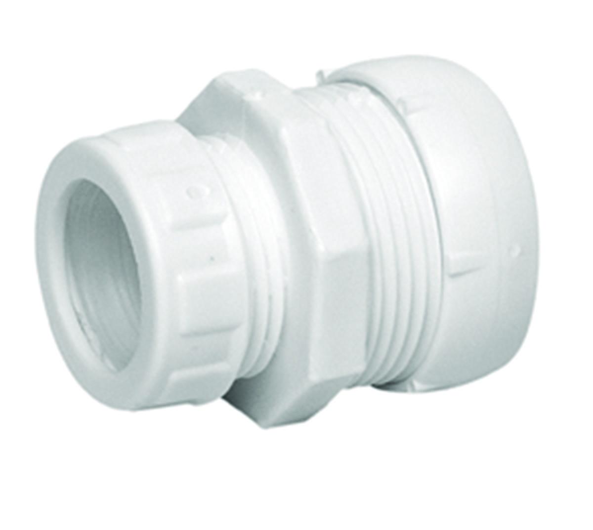Skjøtemuffe hvit, kon/mutter, Faluplast - 32 x 25 mm union hvit 75200