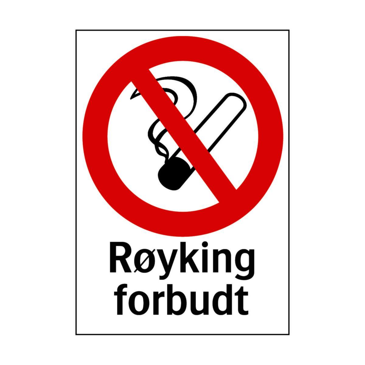 Skilt Systemtext "Røyking forbudt" - Skilt Røyking forbudt Systemtext 210x297mm HP