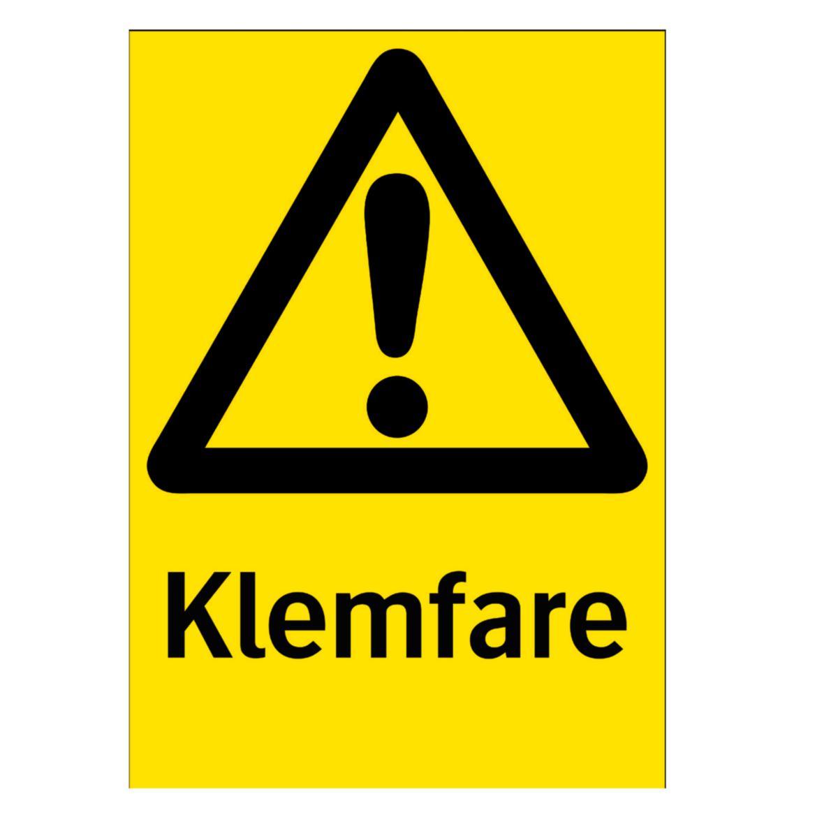 Skilt Systemtext "Klemfare" - Skilt Klemfare Systemtext 210x297mm HP