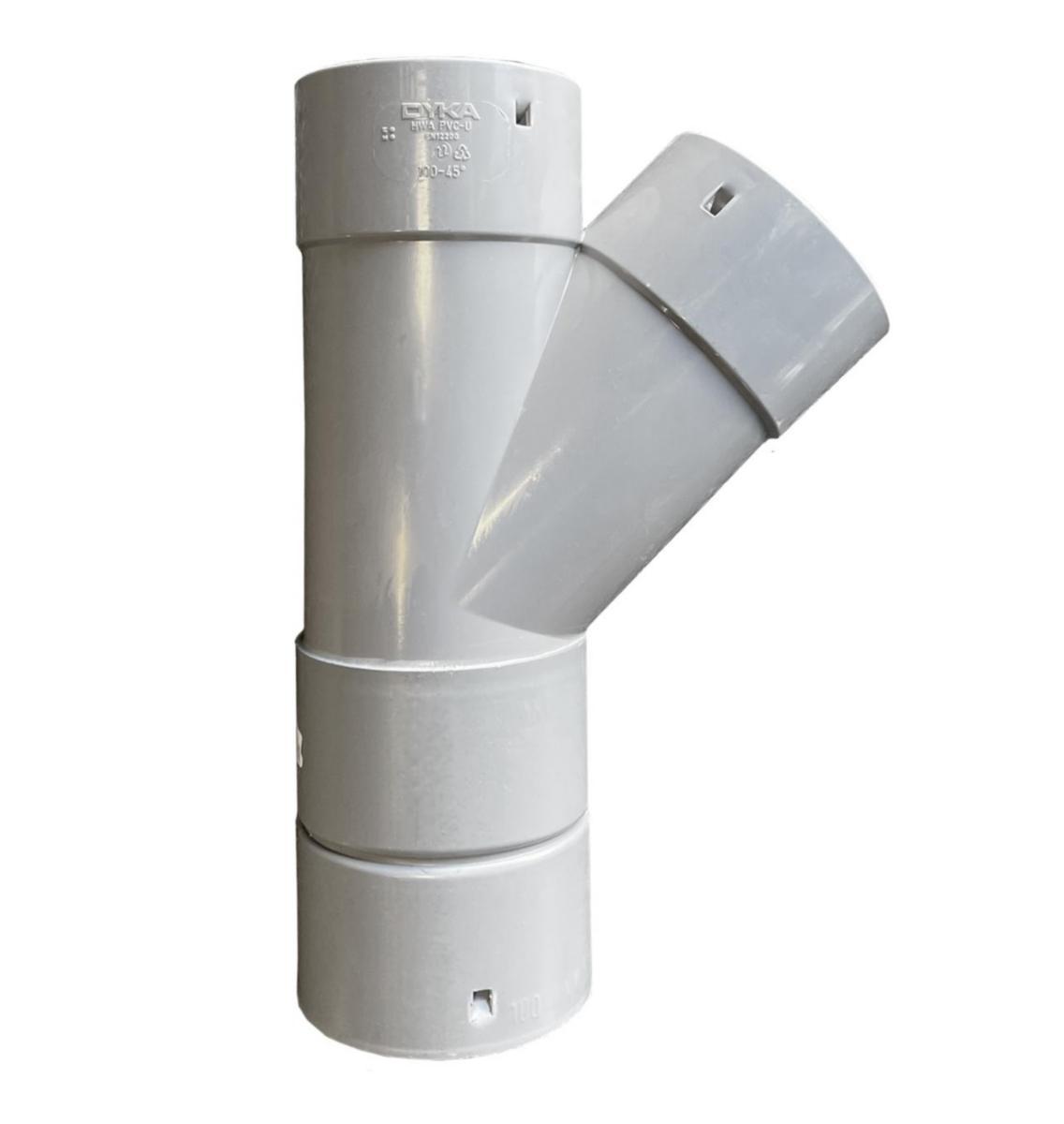 Grenrør for PE drensrør i kveil, Pipelife - 83mm x 83mm PP grenrør 45° f/korrugert drensrør