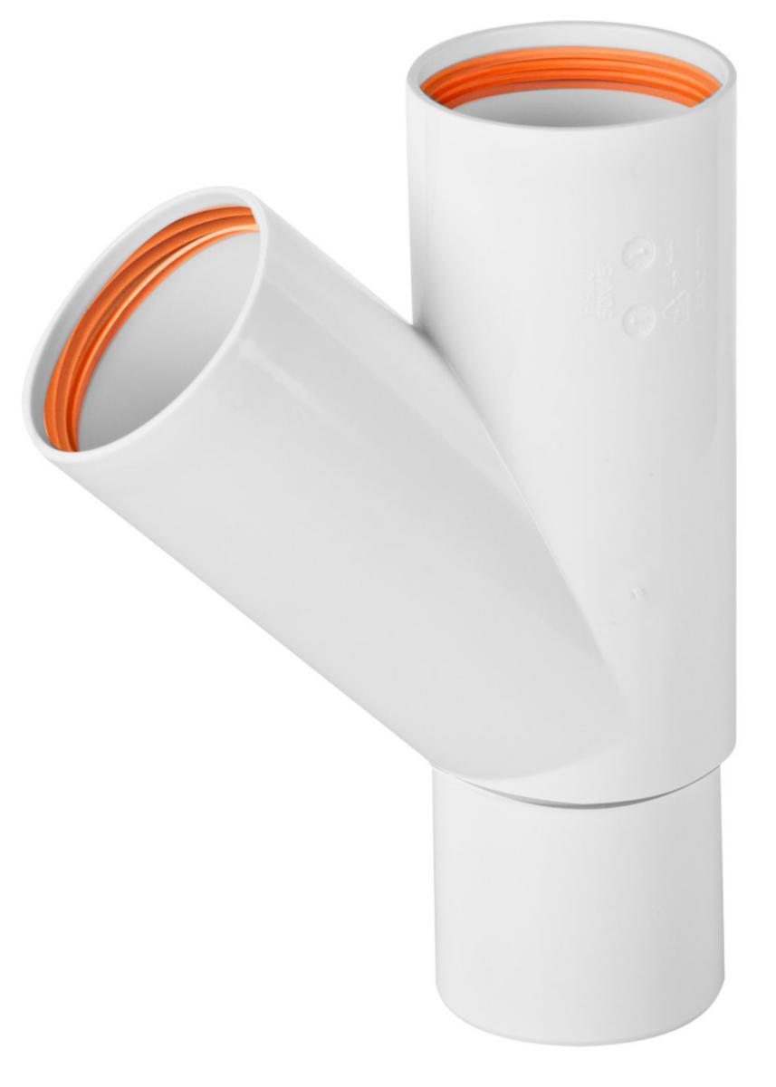 Grenrør med 2 muffer Hvit, Faluplast - 50 mm x 45° Grenrør m/2 muffer Falu Vulk Hvit