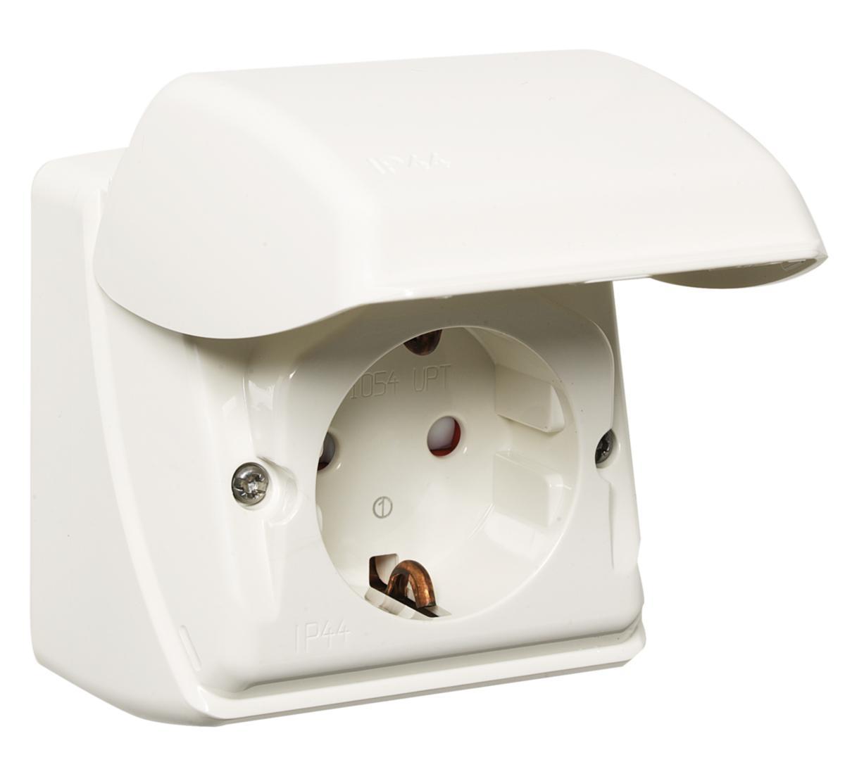 Stikkontakt Elko enkel påvegg - Enkel stikk. AS1054 UTP med hurtigklemme