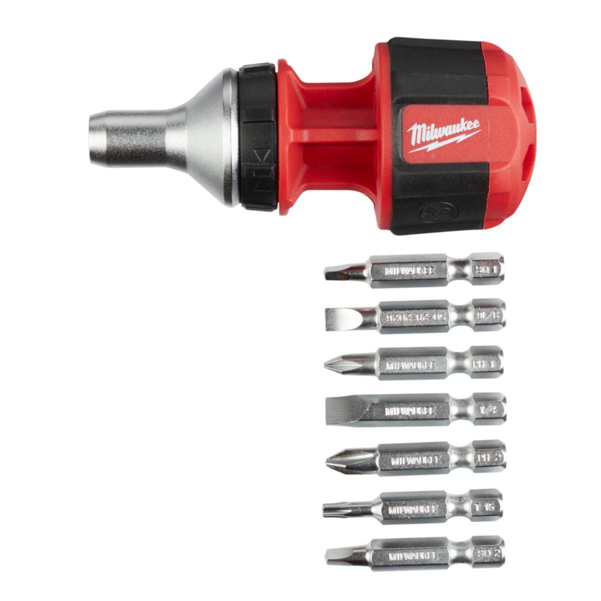 Bitsskrutrekker Milwaukee 8-I-1 Kompakt skralle - Bitsskrutrekker 8-I-1 Milwaukee Kompakt skralle