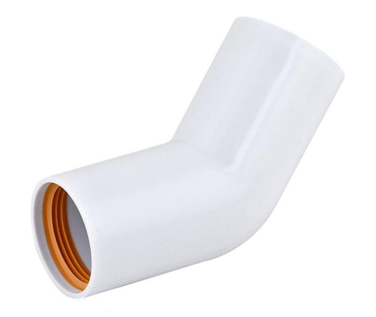 Bend 45° dobbel, Faluplast - 32 mm bend dbl.muffe Falu vulk 45 gr. hvit 72210