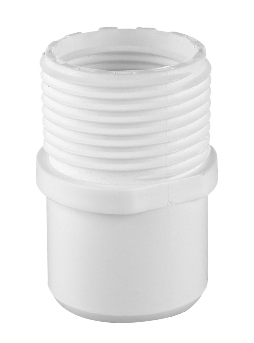 Gjengeovergang utvendig/innvendig gjenget, Faluplast - 32 mm x 1" utv3/4" innv gj ovg hvit 76310