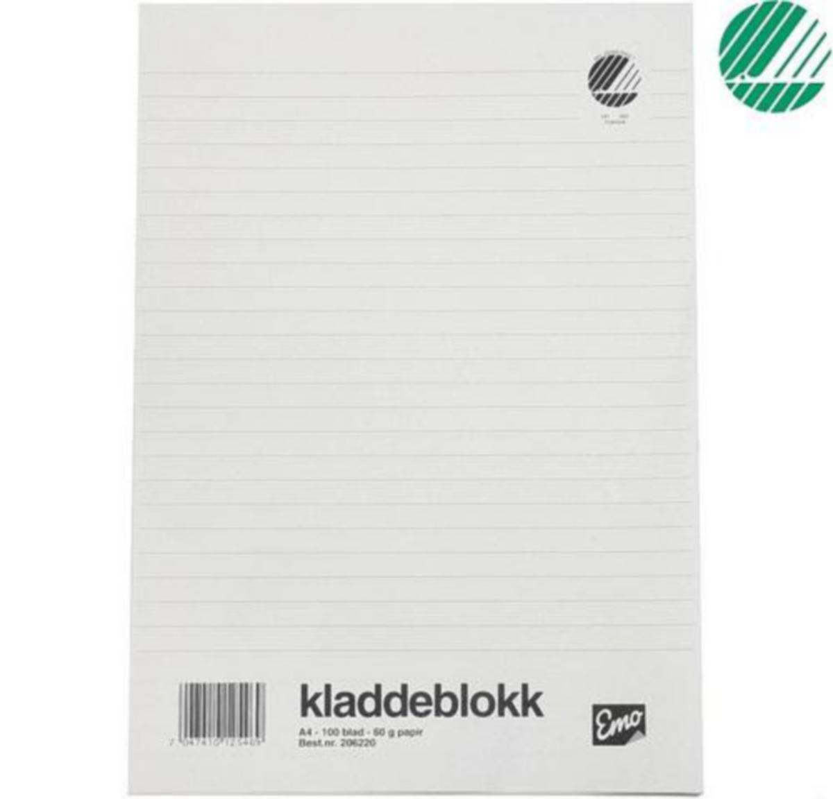 Kladdeblokk EMO - Kladdeblokk A4 Rutet 60g EMO 100 blad