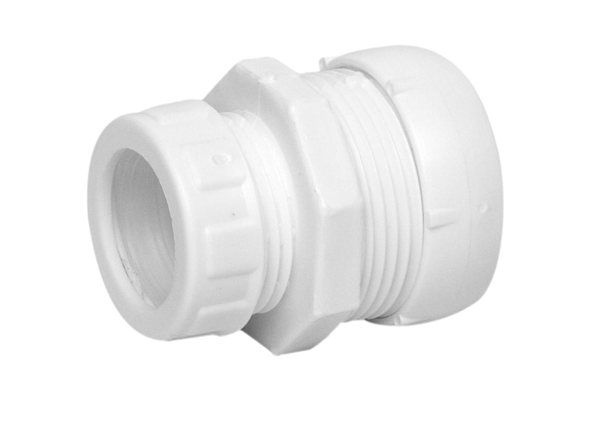 Skjøtemuffe hvit, kon/mutter, Faluplast - 32 x 25 mm union hvit 75200