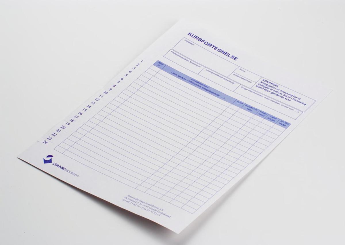 Kursliste selvklebende Stansefabrikken - Kursfortegnelse selvklebende