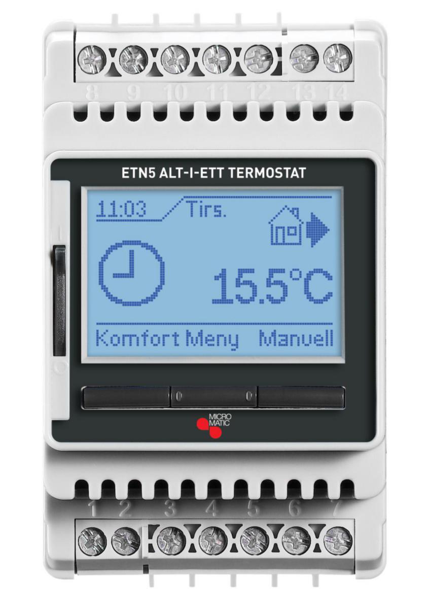 Termostat  Micro Matic/Function Microtemp ETN5 m/Gulvføler - Microtemp ETN5 m/gulvføler 