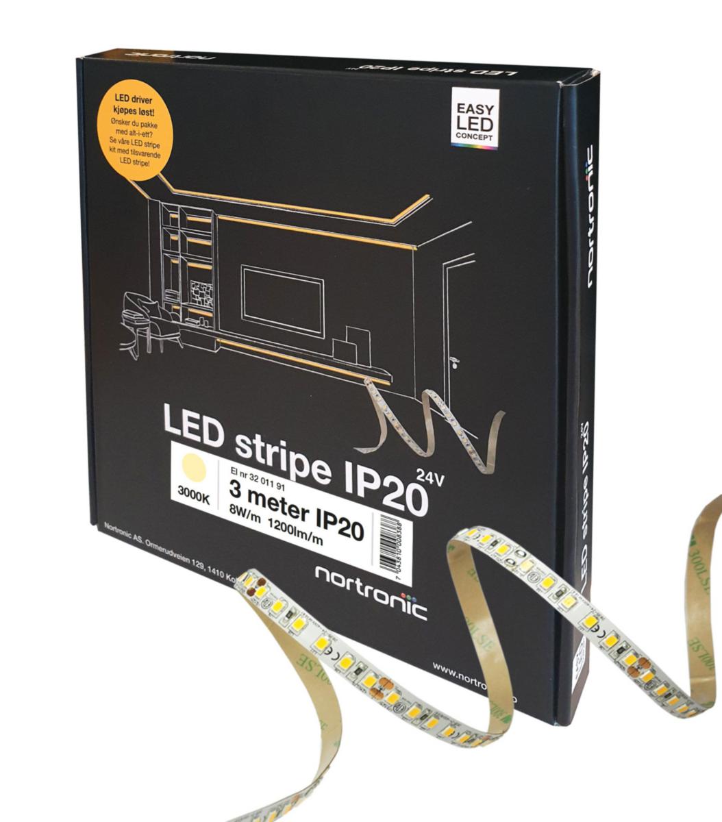 LED stripe Nortronic ELC 830 24V 8W - LEDstrip ELC 830 24V 8W 1200lm 3m IP20