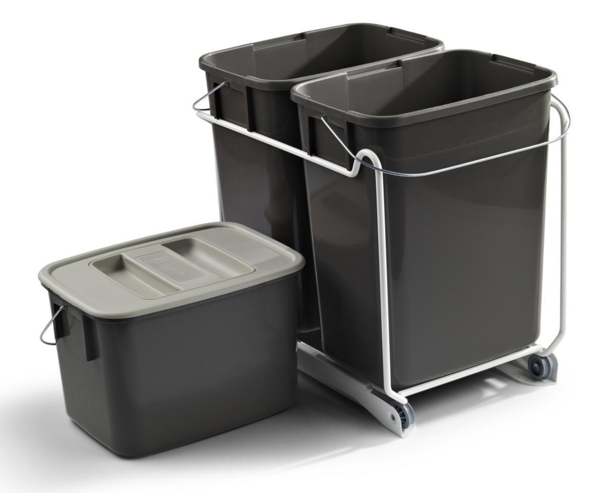 Kildesorteringssett med uttrekk - Kildesorteringssett Nordiska Plast 2X12L/1X7L grå