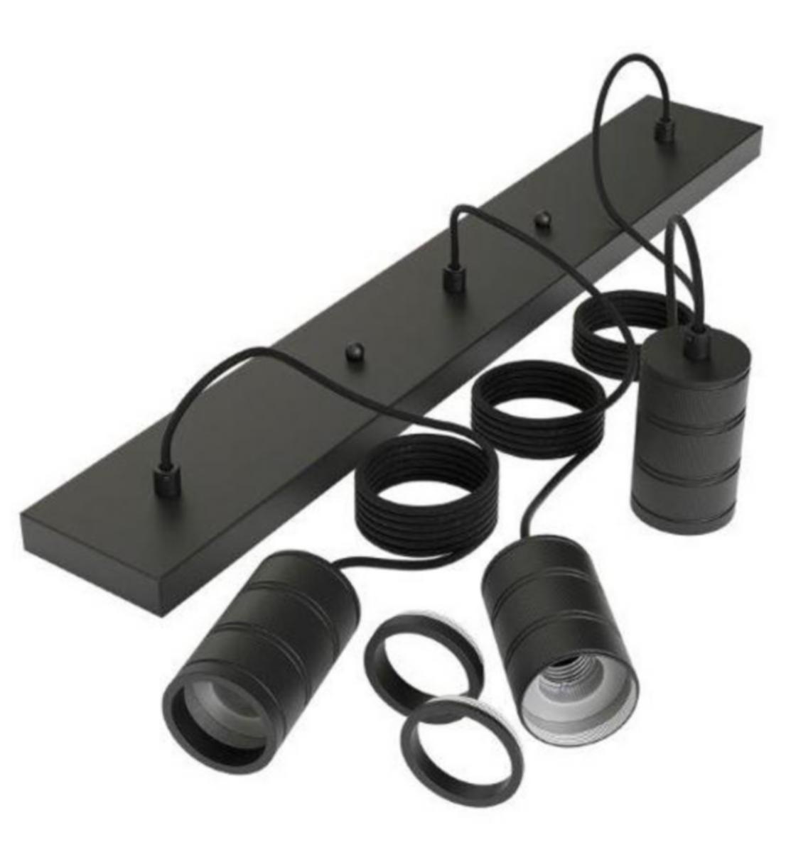 Pendelarmatur Nortronic Retro pendeloppheng Sort skinne. - Pendeloppheng skinne E27 3x2m Calex