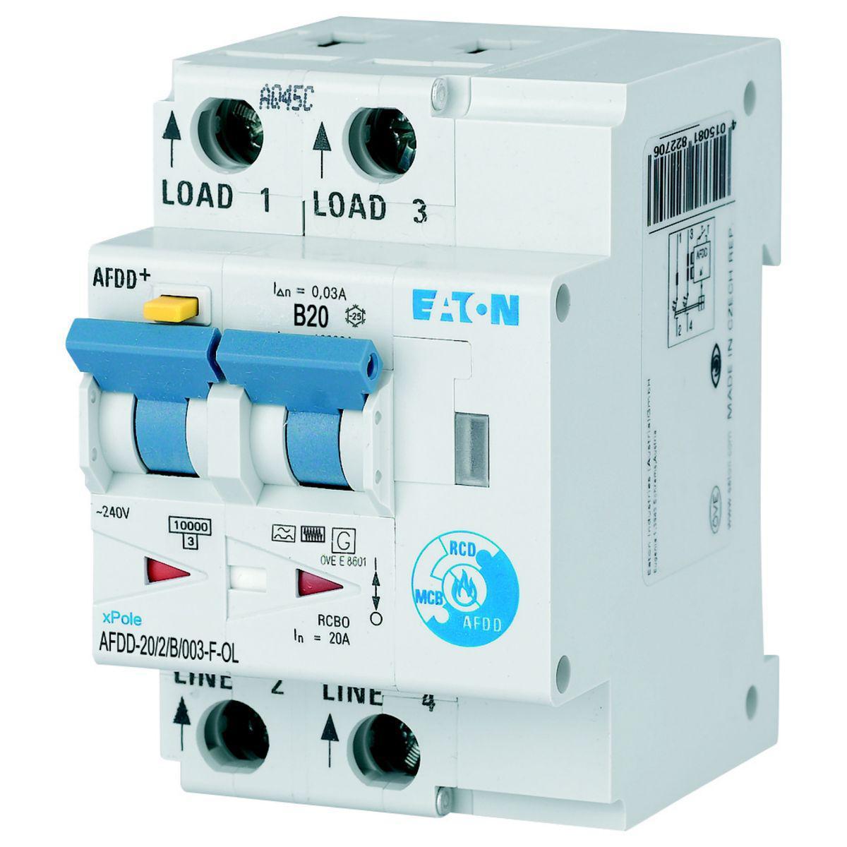 Lysbuevern AFDD Type F OL - Lysbuevern 20A 2p B 30mA F OL AFDD-20/2/B/003-F-OL