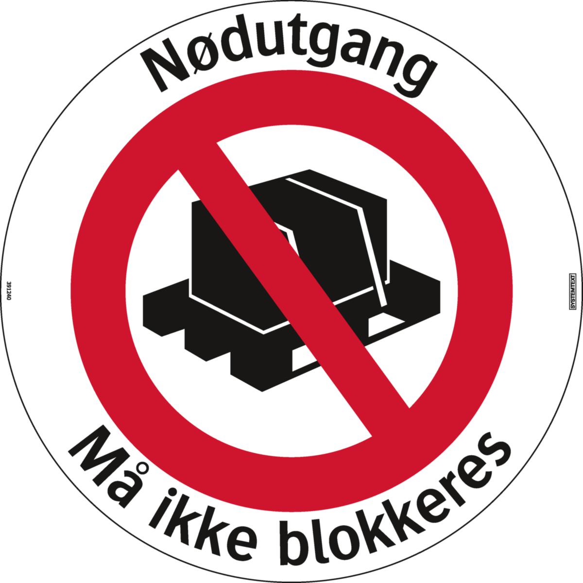Gulvdekal Systemtext "Nødutgang må ikke blokkeres" - Gulvdekal Nødutgang Systemtext 410X410mm
