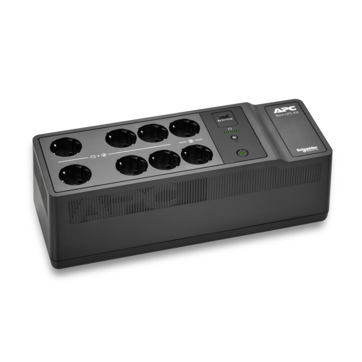 APC med 8 Schuko-uttak Schneider - APC Back-UPS 500VA med 8 Schuk 