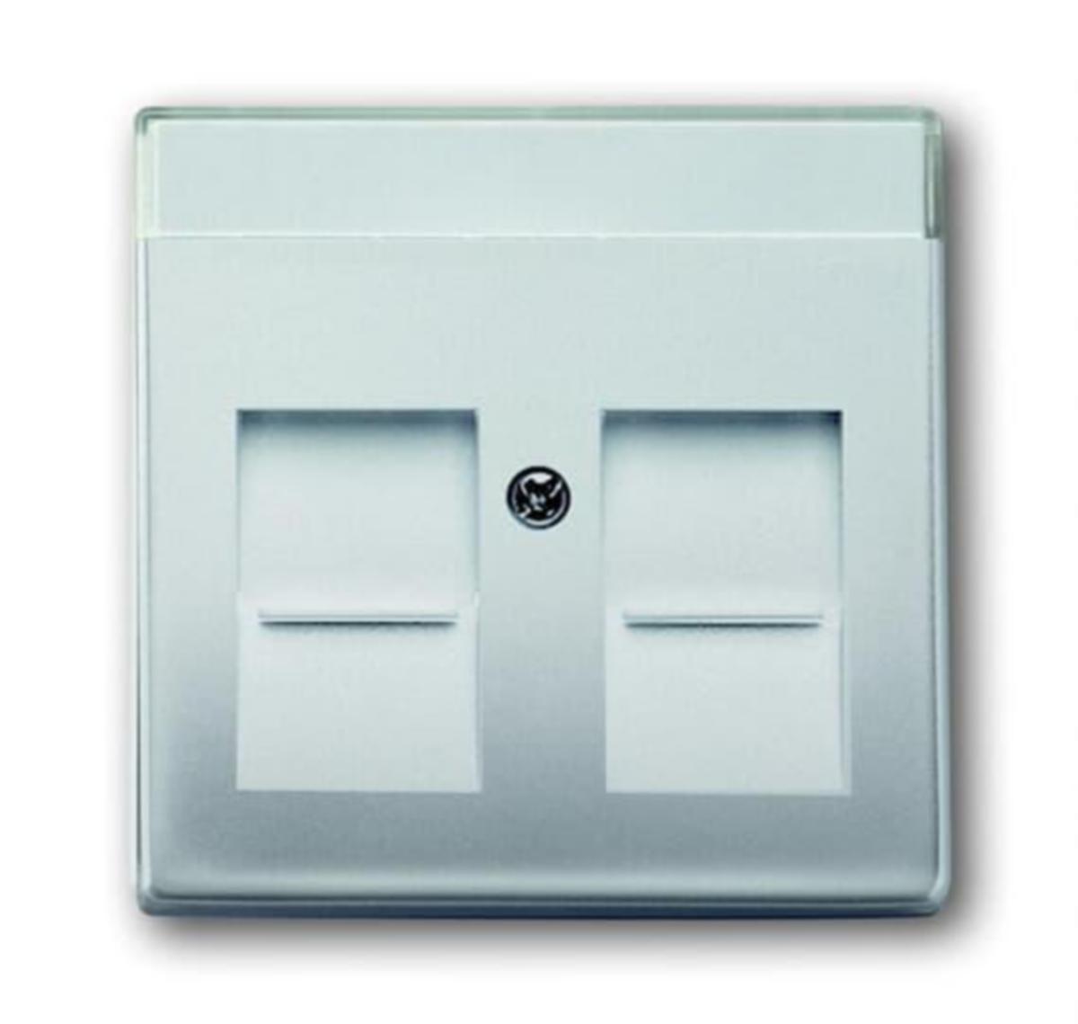 Senterplate for 2 x RJ-45 innsatser m/støvdeksel - SENT.PL. 2XRJ45 M/STØVL. PURE